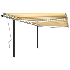 Manual Retractable Awning with LED 4.5x3 m Yellow and White