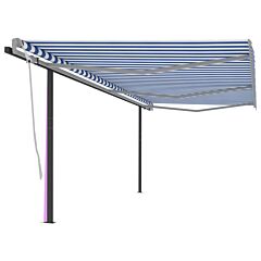 Manual Retractable Awning with Posts 6x3 m Blue and White