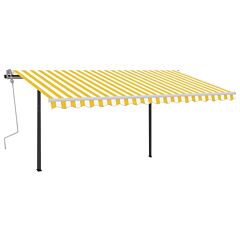 Manual Retractable Awning with LED 4.5x3.5 m Yellow and White