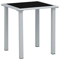 Garden Table Black and Silver 41x41x45 cm Steel and Glass