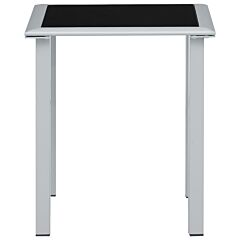 Garden Table Black and Silver 41x41x45 cm Steel and Glass
