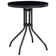 Garden Table Black 60 cm Steel and Glass