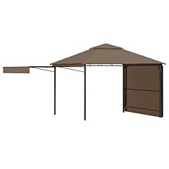 Gazebo with Double Extending Roofs 3x3x2.75 m Taupe 180g/m²