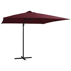 Cantilever Umbrella with LED lights Bordeaux Red 250x250 cm