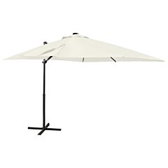 Cantilever Umbrella with Pole and LED Lights Sand 250 cm