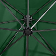 Cantilever Umbrella with Pole and LED Lights Green 250 cm