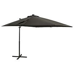 Cantilever Umbrella with Pole and LED Lights Anthracite 250 cm