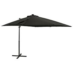 Cantilever Umbrella with Pole and LED Lights Black 250 cm