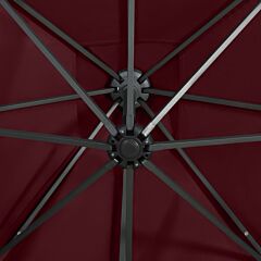 Cantilever Umbrella with Pole and LED Lights Bordeaux Red 250 cm