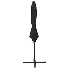 Cantilever Umbrella with Pole and LED Lights Black 300 cm