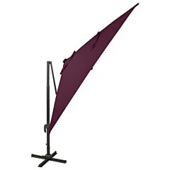 Cantilever Umbrella with Pole and LED Lights Bordeaux Red 300 cm
