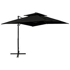 Cantilever Umbrella with Double Top 250x250 cm Black