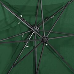 Cantilever Umbrella with Double Top Green 250x250 cm