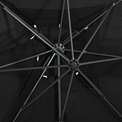Cantilever Umbrella with Double Top Black 250x250 cm