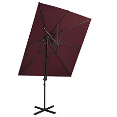 Cantilever Umbrella with Double Top Bordeaux Red 250x250 cm