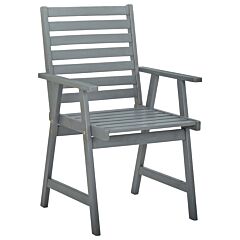 Outdoor Dining Chairs 2 pcs Grey Solid Acacia Wood