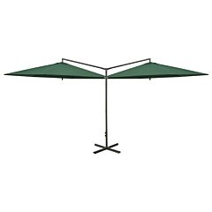 Double Parasol with Steel Pole Green 600 cm