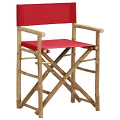 Folding Director's Chairs 2 pcs Red Bamboo and Fabric