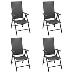 Garden Chairs 4 pcs Poly Rattan Black