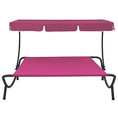 Outdoor Lounge Bed with Canopy Pink