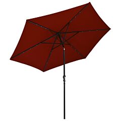 Outdoor Parasol with LED Lights and Steel Pole 300 cm Terracotta