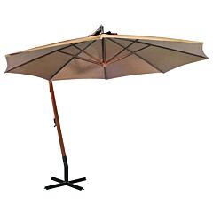 Hanging Parasol with Pole Taupe 3.5x2.9 m Solid Fir Wood