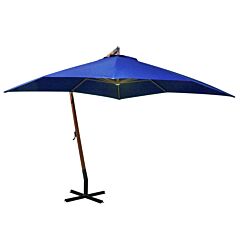 Hanging Parasol with Pole Azure Blue 3x3 m Solid Fir Wood