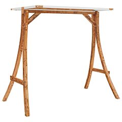 Swing Frame with Cream Roof Solid Bent Wood with Teak Finish
