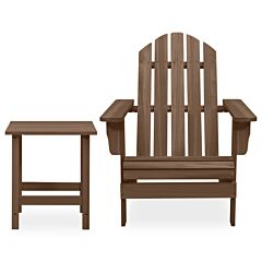 Garden Adirondack Chair with Table Solid Fir Wood Brown