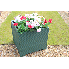 BR Garden Green Extra Large Square Wooden Planter - 68x68x63 (cm) great for Tall Plants and Trees + Free Gift