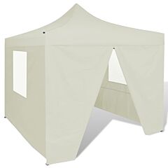Foldable Tent 3x3 m with 4 Walls Cream