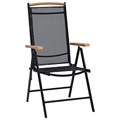Folding Garden Chairs 2 pcs Aluminium and Textilene Black