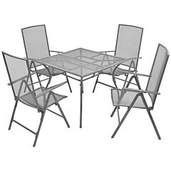 5 Piece Outdoor Dining Set with Folding Chairs Steel Anthracite