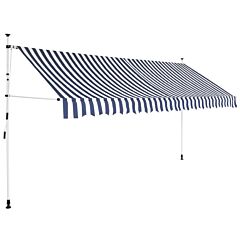 Manual Retractable Awning 350 cm Blue and White Stripes