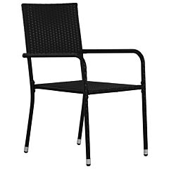 Outdoor Dining Chairs 2 pcs Poly Rattan Black