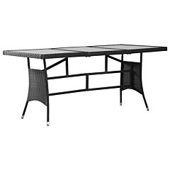 Garden Table Black 170x80x74 cm Poly Rattan