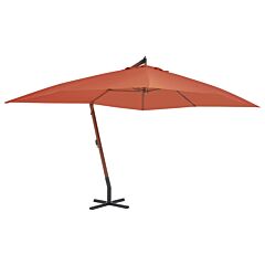 Cantilever Umbrella with Wooden Pole 400x300 cm Terracotta