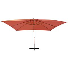 Cantilever Umbrella with Wooden Pole 400x300 cm Terracotta