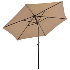 Outdoor Parasol with LED Lights and Steel Pole 300cm Taupe