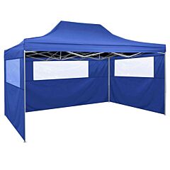 Foldable Tent with 3 Walls 3x4.5 m Blue