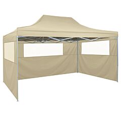 Foldable Tent with 3 Walls 3x4.5 m Cream