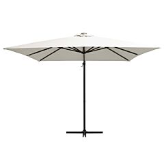 Cantilever Umbrella with LED lights and Steel Pole 250x250 cm Sand