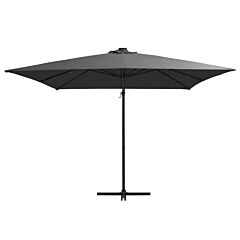 Cantilever Umbrella with LED lights and Steel Pole 250x250 cm Anthracite
