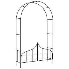Garden Arch with Gate Black 138x40x238 cm Iron