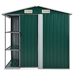 Garden Shed with Rack Green 205x130x183 cm Iron