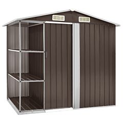 Garden Shed with Rack Brown 205x130x183 cm Iron