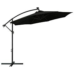 Cantilever Umbrella with LED Lights and Steel Pole 300 cm Black