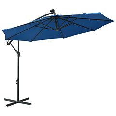 Cantilever Umbrella with LED Lights and Steel Pole 300 cm Azure