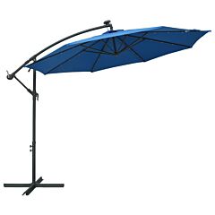 Cantilever Umbrella with LED Lights and Steel Pole 300 cm Azure
