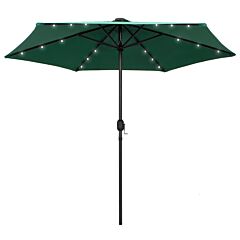 Parasol with LED Lights and Aluminium Pole 270 cm Green
